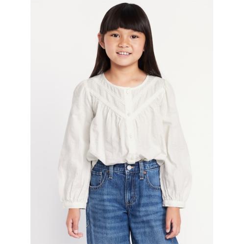 OldNavy Long-Sleeve Lace Trim Button-Front Top for Girls