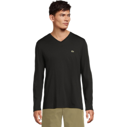 Mens Lacoste Long Sleeve Pima Jersey V-Neck T-Shirt