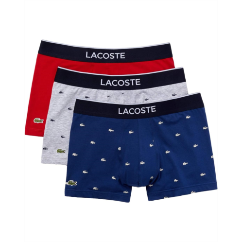 Mens Lacoste Trunks 3-Pack Casual Lifestyle All Over Print Croc