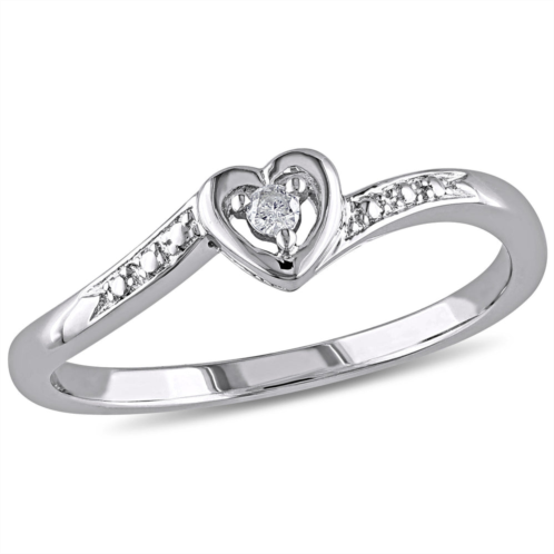 Mimi & Max diamond heart ring in sterling silver