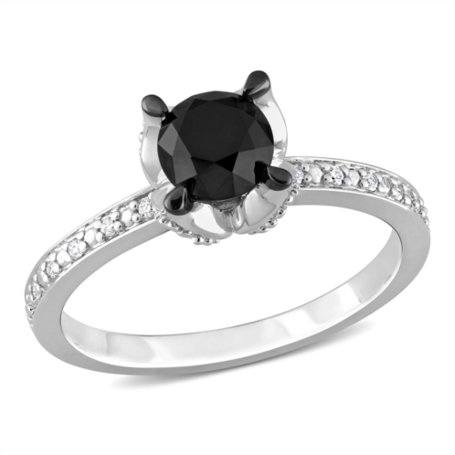 Mimi & Max 1ct tw black white diamond solitaire engagement ring 14k white gold