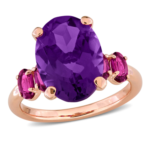 Mimi & Max 6ct tgw amethyst and rhodolite cocktail ring in rose plated sterling silver