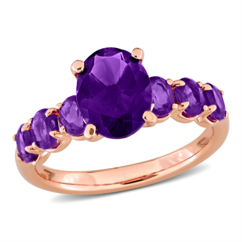Mimi & Max 2 3/5ct tgw african amethyst & amethyst ring in rose plated sterling silver