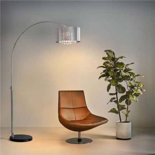 Nova of California marilyn 90 1 light arc lamp in polished chrome/mylar and crystal shade with rotary switch