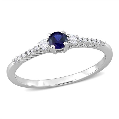 Mimi & Max 1/3 ct tgw created blue and created white sapphire and diamond accent ring in sterling silver