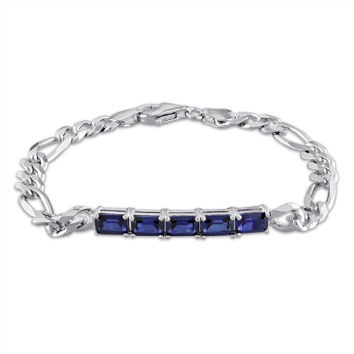 Mimi & Max - 4 3/4 CT TGW Created Blue Sapphire Birthstone Link Bracelet in Sterling Silver