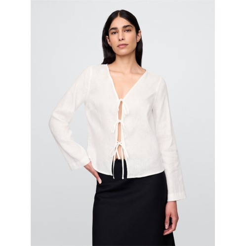 Gap 100% Linen Tie-Front Shirt