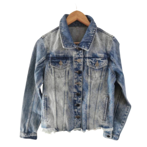 Tiana Designs womens cropped denim jacket with glass beads in dark