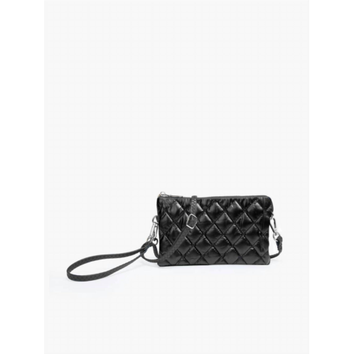 Jen & Co. womens riley puffer wristlet crossbody in black