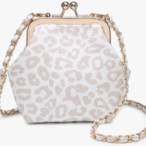 Jen & Co. womens cleo coin pouch crossbody clutch in light grey cheetah