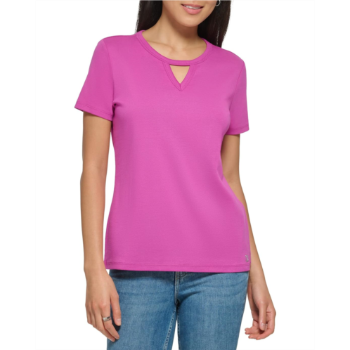Calvin Klein Jewel Neck Keyhole Cut-Out Knit Tee