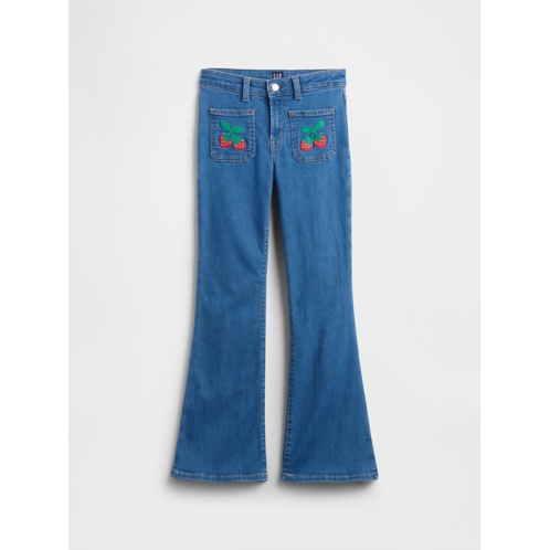 Gap Kids High Rise Embroidered 70s Flare Jeans