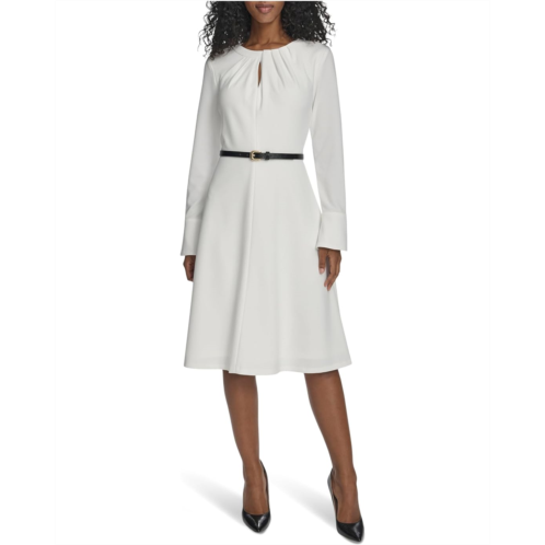 Calvin Klein Long Sleeve Scuba Crepe Belted Alne