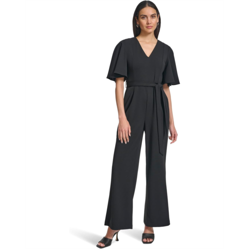 Calvin Klein Scuba Crepe Cape Sleeve Jumpsuit