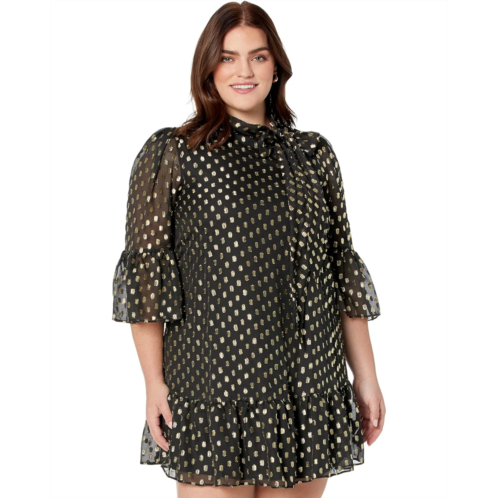 Calvin Klein Dot Dress with Bell Sleeves