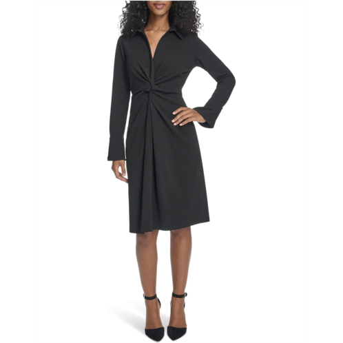 Calvin Klein Long Sleeve Scuba Crepe Twist Front Sheath