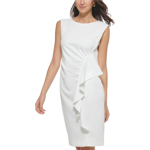 Calvin Klein Scuba Crepe Sheath with Ruching Detail