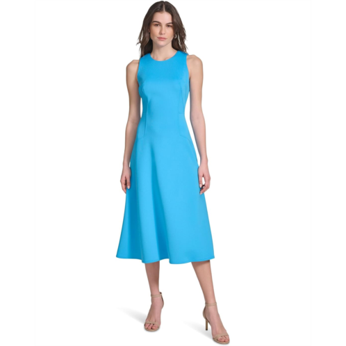 Calvin Klein Sleeveless Scuba Fit And Flare Dress