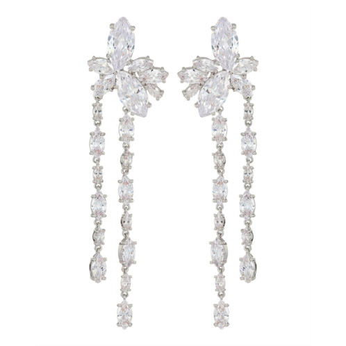 Nina Floral Stone Cluster Linear Drop Earrings