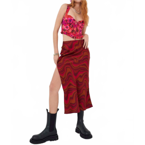 For Love & Lemons eleanor midi skirt in red