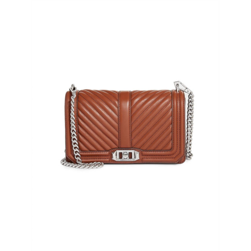 REBECCA MINKOFF chevron quilted jumbo love crosbody large in dark luggage