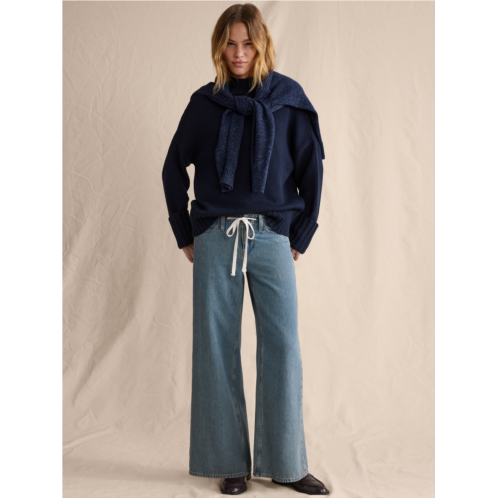Bananarepublic Mid-Rise Wide-Leg Drawstring Jean