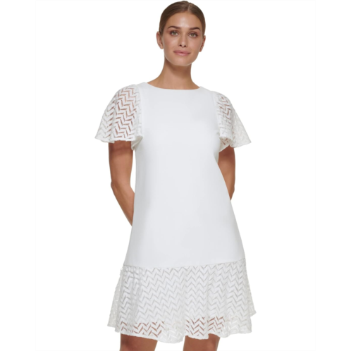 DKNY Flutter Sleeve and Hem Shift Dress