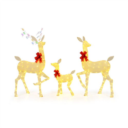 Hivvago 3 pieces lighted family deer set with led lights and rgb flashing lights