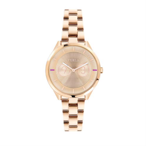 Furla womens metropolis gold dial stainless steel watch