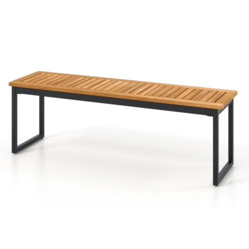 Hivvago patio dining bench backless with slatted seat and metal legs