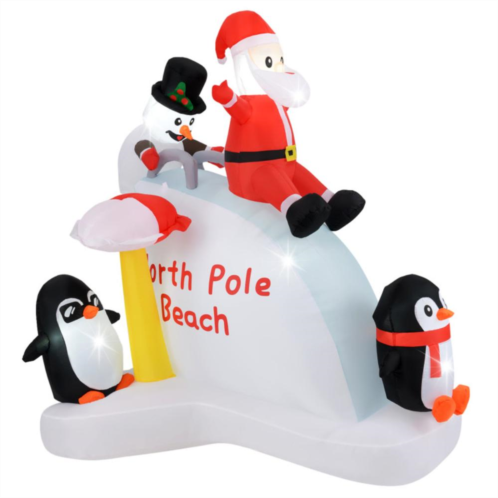 Hivvago 6 feet christmas inflatable with blow up penguins and santa decoration