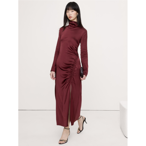 Bananarepublic Stretch-Satin Ruched Maxi Dress