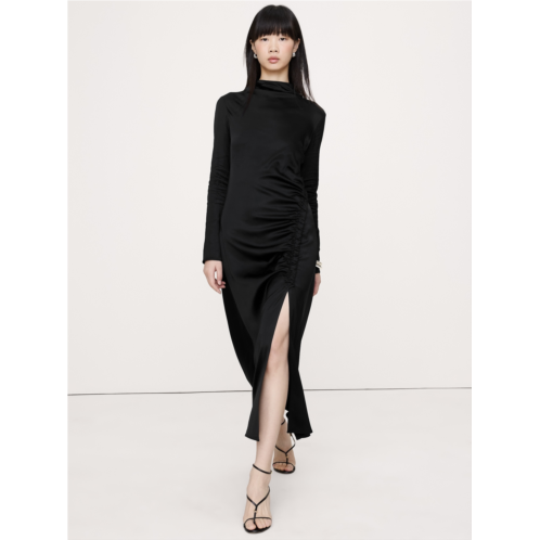 Bananarepublic Stretch-Satin Ruched Maxi Dress