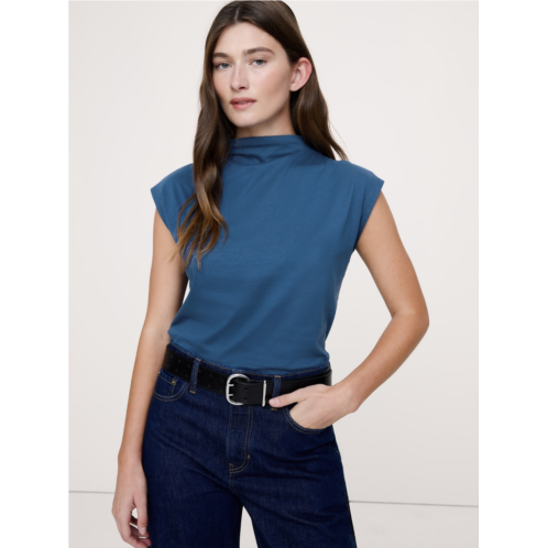 Bananarepublic Silky Cotton Mock-Neck Top