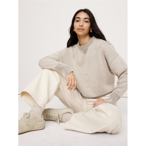 Bananarepublic Merino-Cotton Two-Tone Cropped Sweater