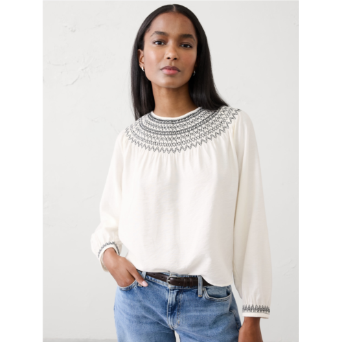 bananarepublic Embroidered-Neck Top