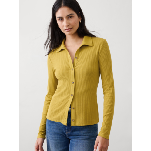 bananarepublic Brushed Ribbed Button Top