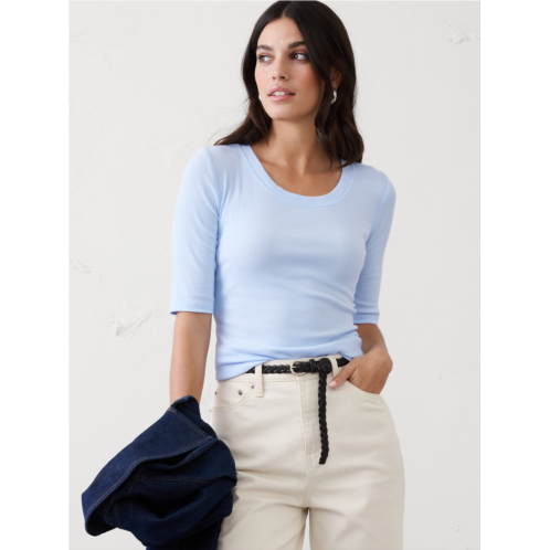 bananarepublic Ribbed Elbow-Sleeve T-Shirt