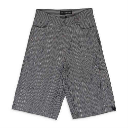 Who Decides War gray exposed seam mid length shorts