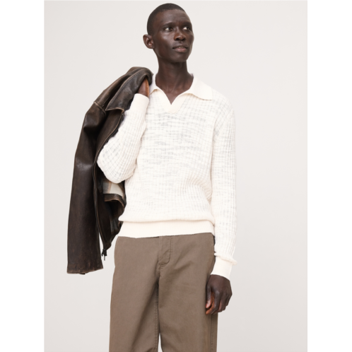 Bananarepublic Linen-Cotton Slub Sweater Polo