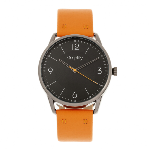 Simplify The 6300 Black Dial Orange Leather Watch