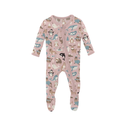 Kickee Pants Kids Print Muffin Ruffle Footie with 2 Way Zipper (Infant)