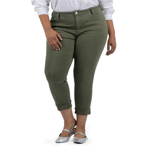 KUT from the Kloth Plus Size Amy Crop Straight Leg- Roll Up Fray Princess Seam