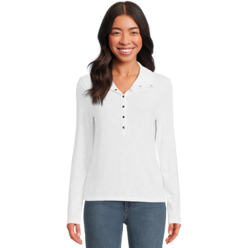 Womens Michael Stars Issa Rib Mix Henley