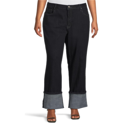 KUT from the Kloth Plus Size Charlotte High Rise Fab Ab Wide Leg-Roll Up