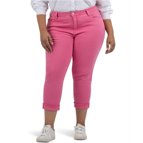 KUT from the Kloth Plus Size Amy Crop Straight Leg- Roll Up Fray