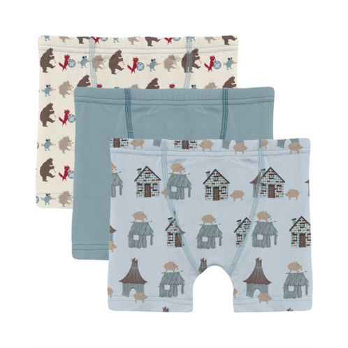 Kickee Pants Kids Print Boxer Brief Set of 3 (Toddler/Little Kid/Big Kid)