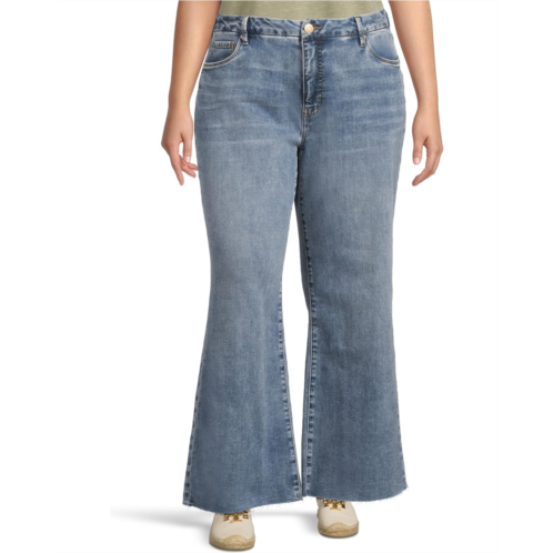 KUT from the Kloth Plus Meg High Rise Fab Ab Wide Leg Raw Hem-Long Inseam