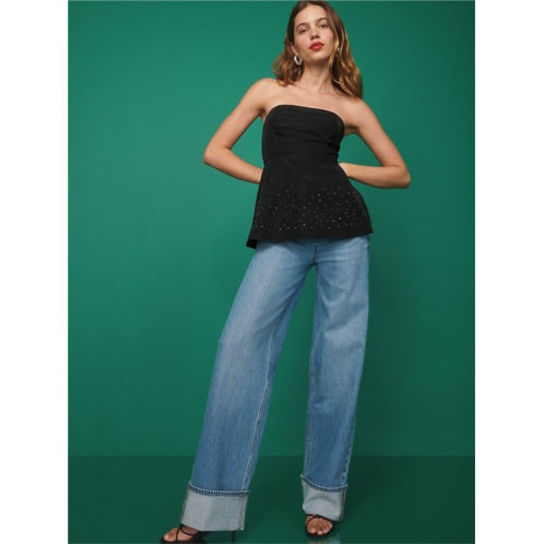 OldNavy Beaded Taffeta Peplum Tube Top