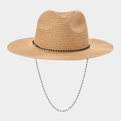 FASHNZFAB beaded chin tie straw sun hat